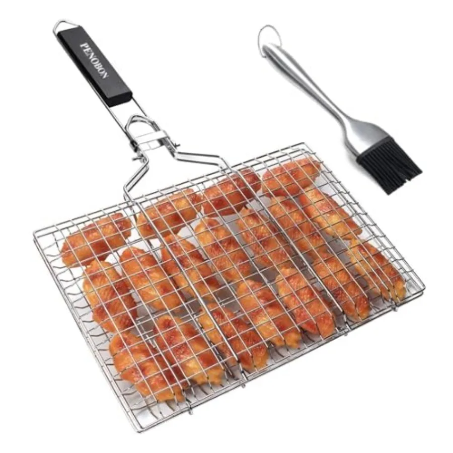 Fish Grilling Basket, Folding Portable Stainless Steel BBQ Grill Basket for Fish Vegetables Shrimp with Removable Handle, Come
Fish Grilling Basket, Folding Portable Stainless Steel BBQ Grill Basket for Fish Vegetables Shrimp with Removable Handle, Come