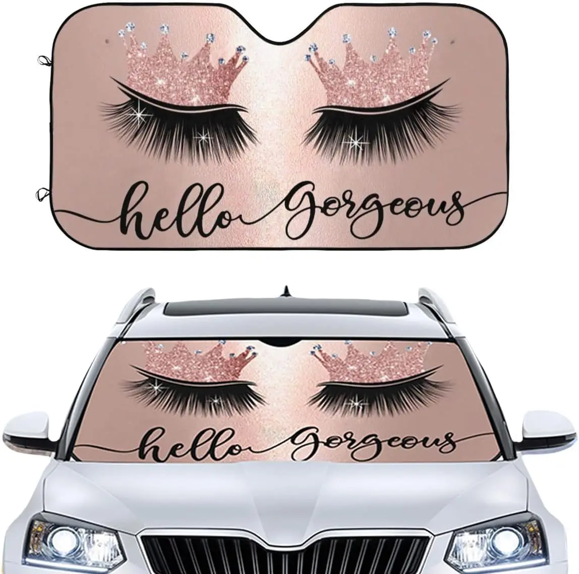 Car Windshield Sunshade - Pink Crown Eyelash Front Window, 51x27.5 in
Car Windshield Sunshade - Pink Crown Eyelash Front Window, 51x27.5 in