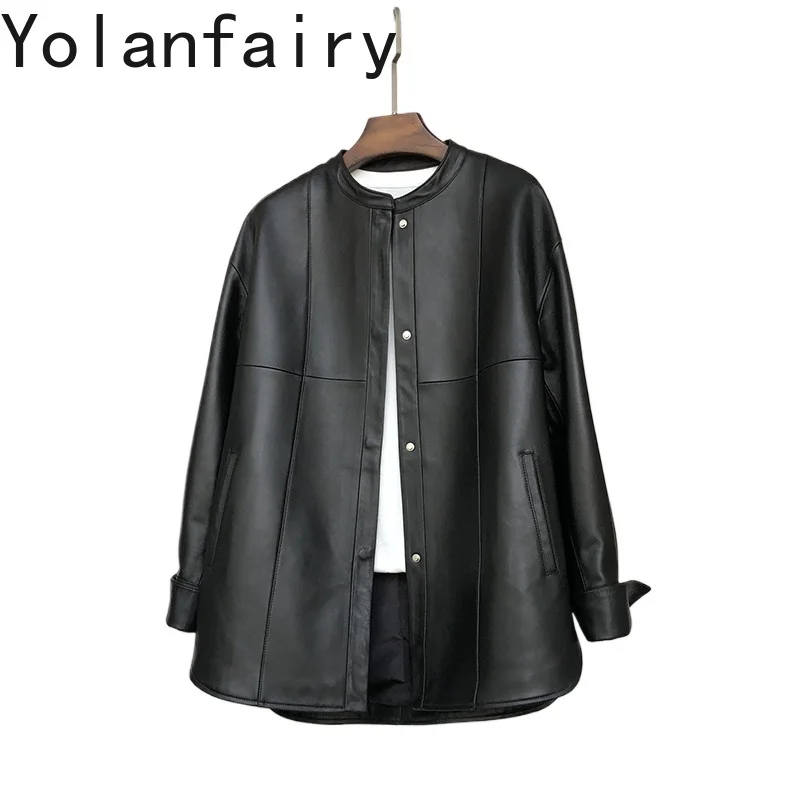 YOLANFAIRY 100% натуральные кожаные плащи из овчины для женщин, высококачественные осенние кожаные куртки средней длины, женские кожаные куртки из натуральной кожи
YOLANFAIRY 100% натуральные кожаные плащи из овчины для женщин, высококачественные осенние кожаные куртки средней длины, женские кожаные куртки из натуральной кожи