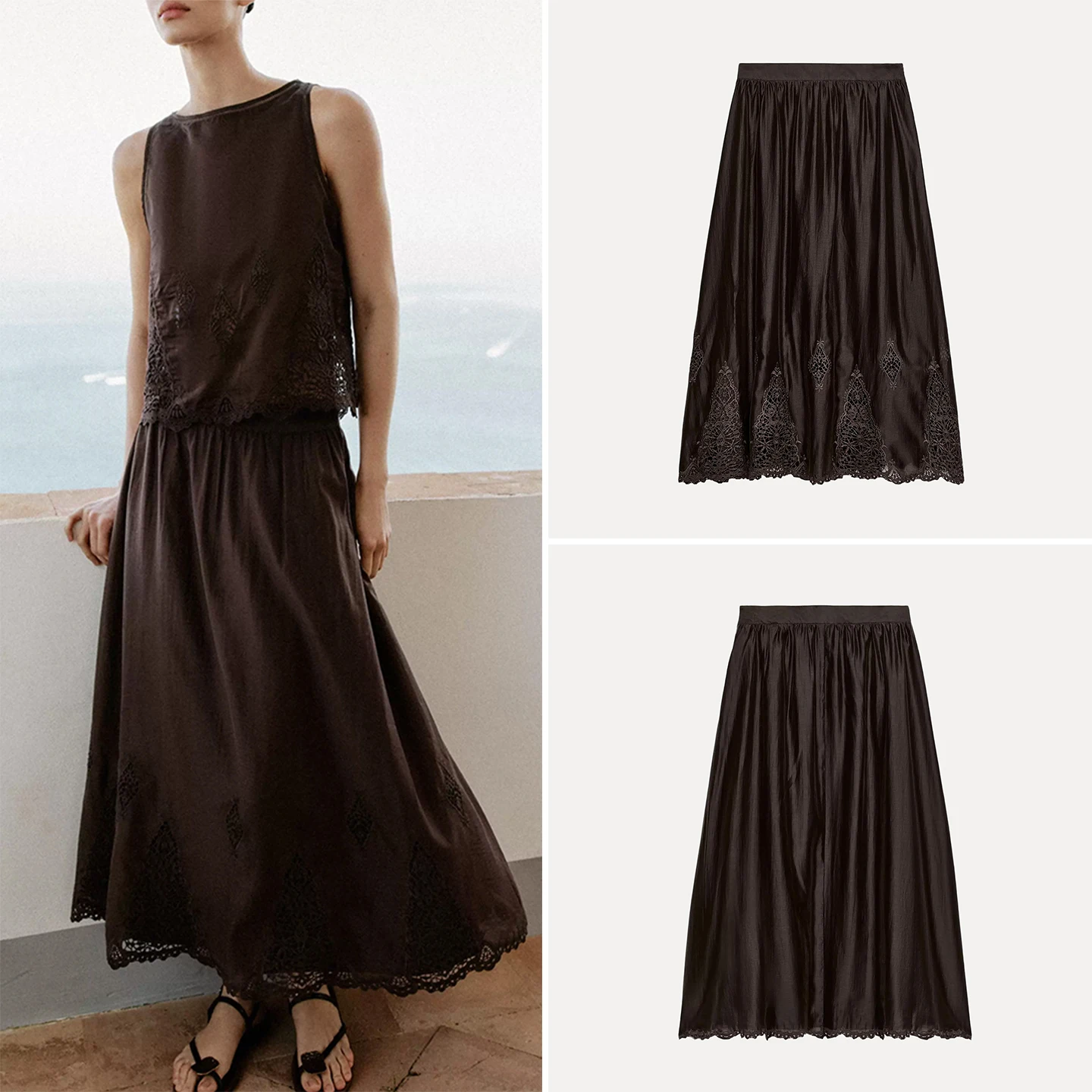 Fashionable Embroidered Lace Trim Midi Skirt Women's High Waist Half Body Skirt Summer 2026 New Arrival ZADATA Standard Fit
Fashionable Embroidered Lace Trim Midi Skirt Women's High Waist Half Body Skirt Summer 2026 New Arrival ZADATA Standard Fit