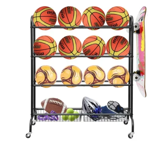 Sports Ball Storage Trolley Basketball Hoop Three Layer Ball Holder with Two Metal Baskets for Garage Storage Organizer
Sports Ball Storage Trolley Basketball Hoop Three Layer Ball Holder with Two Metal Baskets for Garage Storage Organizer