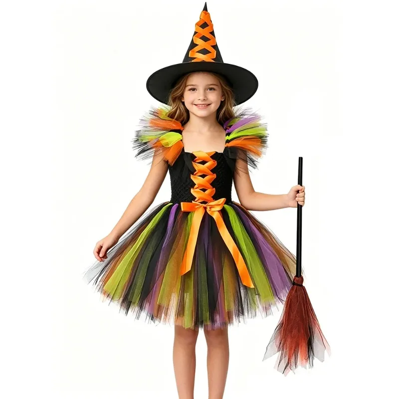 Children's stage performance Clothes for festivals, stylish mesh suit for girls, complete Halloween witch-style tutu dress
Children's stage performance Clothes for festivals, stylish mesh suit for girls, complete Halloween witch-style tutu dress