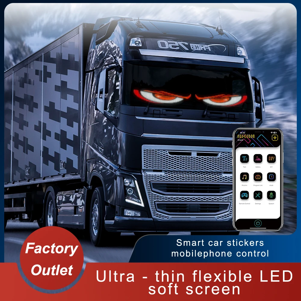 Dynamic Car Devil Eye LED Pixel Panel Light Bluetooth APP Control Soft Foldable Lighting Scrolling For Board Windshield IP67
Dynamic Car Devil Eye LED Pixel Panel Light Bluetooth APP Control Soft Foldable Lighting Scrolling For Board Windshield IP67