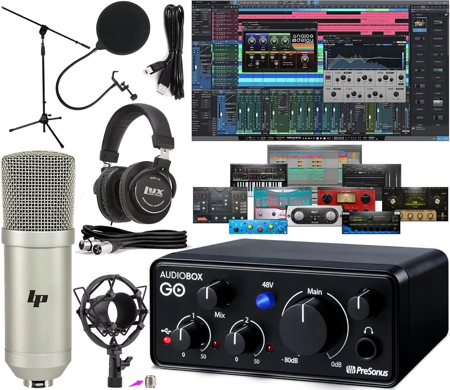 AudioBox GO Mobile 2x2 USB Audio Recording Interface for USB with Studio One Artist Software Pack and LyxPro Condenser, Custom
AudioBox GO Mobile 2x2 USB Audio Recording Interface for USB with Studio One Artist Software Pack and LyxPro Condenser, Custom