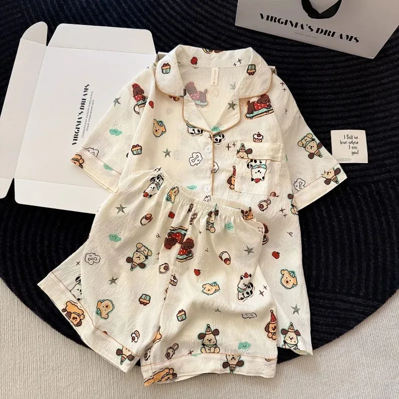 Y2K comfortable and breathable cartoon women's three piece summer cute and sweet cloud cotton short sleeved shorts and pants
Y2K comfortable and breathable cartoon women's three piece summer cute and sweet cloud cotton short sleeved shorts and pants