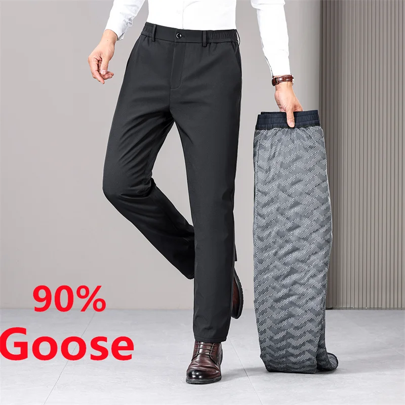90% Goose Down Pants for Men High Quality 2025 Winter Keep Warm Suit Trousers Male Elastic Waist Thermal Pants
90% Goose Down Pants for Men High Quality 2025 Winter Keep Warm Suit Trousers Male Elastic Waist Thermal Pants