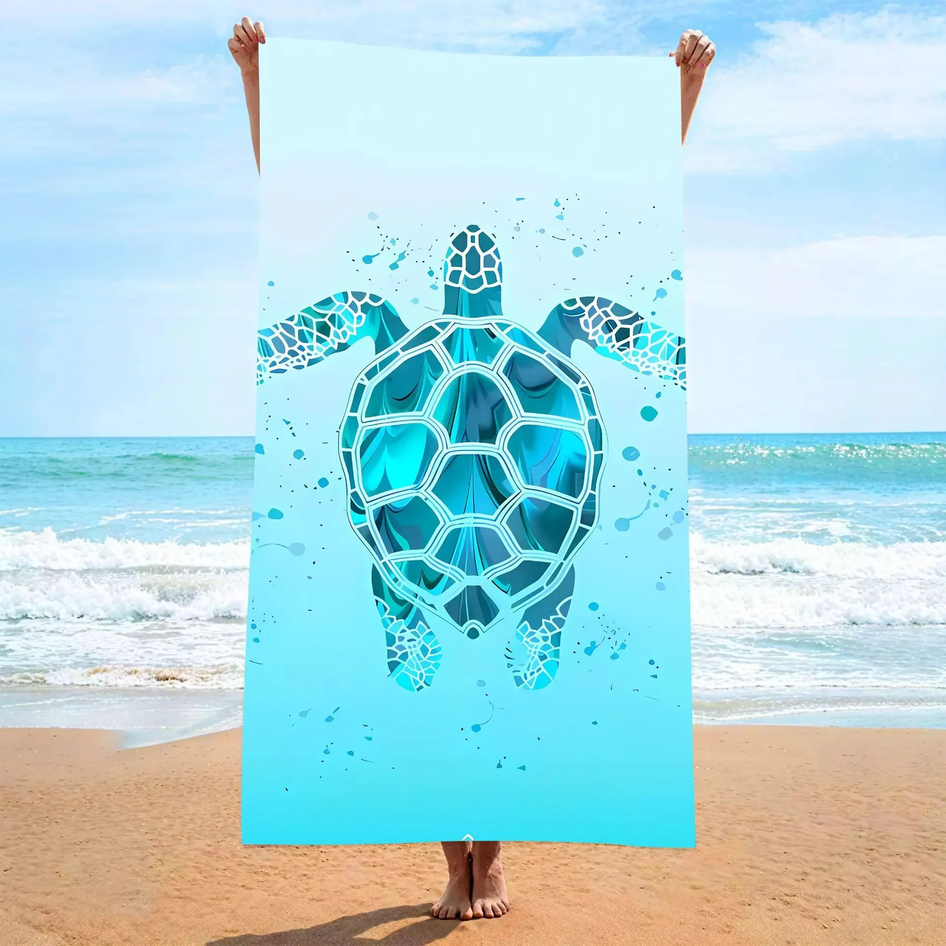 Beach towel blue and white turtle print pattern sun protection and windproof suitable for swimming pool camping travel blanket
Beach towel blue and white turtle print pattern sun protection and windproof suitable for swimming pool camping travel blanket
