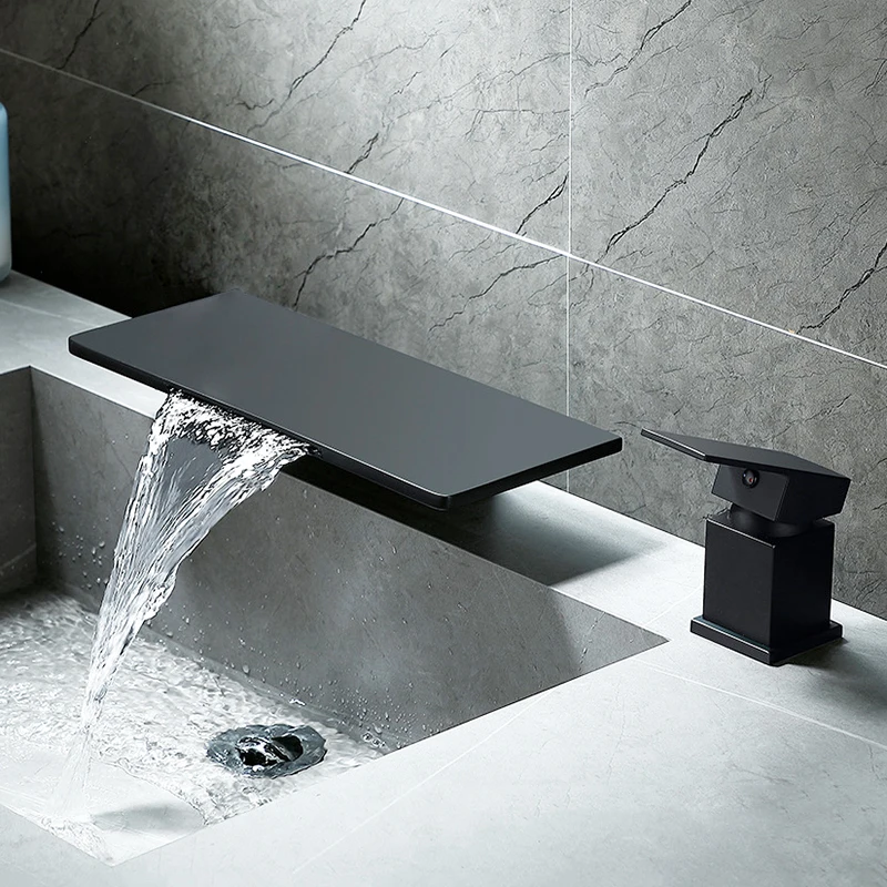 Waterfall Basin Faucet Bathroom Sink Faucet Black Brass 2 Holes Single Handle Bathbasin Bathtub Tap Hot And Cold Mixer Water Tap
Waterfall Basin Faucet Bathroom Sink Faucet Black Brass 2 Holes Single Handle Bathbasin Bathtub Tap Hot And Cold Mixer Water Tap