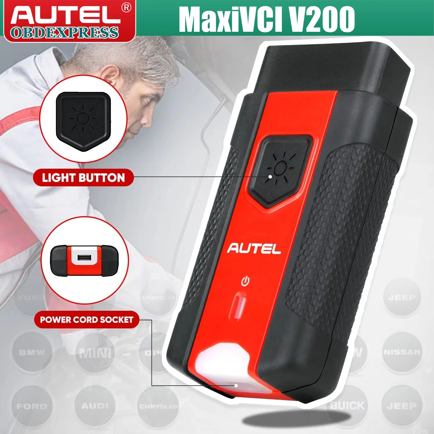 Autel MaxiVCI V200 Bluetooth Connector Vehicle Communication Interface Compatible With Autel KM100 MS906Pro BT608 Support CAN FD
Autel MaxiVCI V200 Bluetooth Connector Vehicle Communication Interface Compatible With Autel KM100 MS906Pro BT608 Support CAN FD