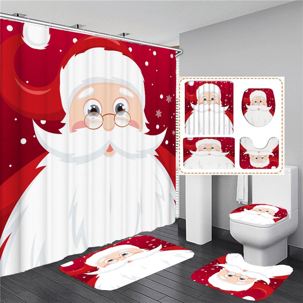 Cartoon Santa Claus Shower Curtain Christmas Bathroom Curtains Toilet Lid Cover Bath Mats Rugs Pedestal Non-slip Carpet Decor
Cartoon Santa Claus Shower Curtain Christmas Bathroom Curtains Toilet Lid Cover Bath Mats Rugs Pedestal Non-slip Carpet Decor