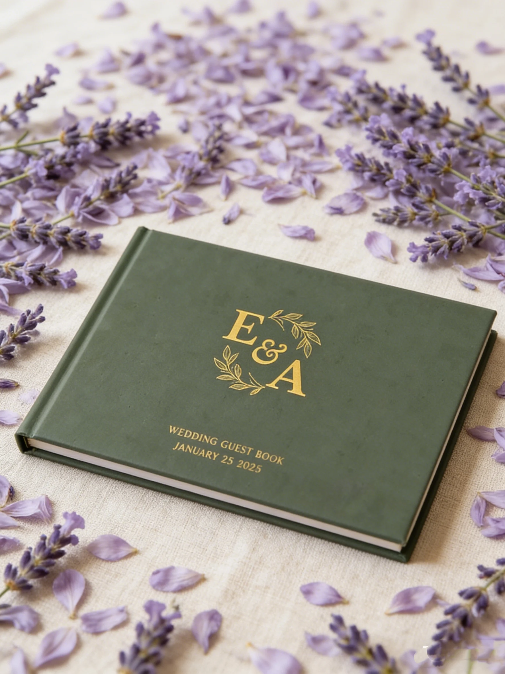 Custom Velvet Matte Wedding Guest Book with Leaves Foil Print (Gold/Rose Gold/Silver), Elegant Modern Sign-In Book for Ceremony
Custom Velvet Matte Wedding Guest Book with Leaves Foil Print (Gold/Rose Gold/Silver), Elegant Modern Sign-In Book for Ceremony