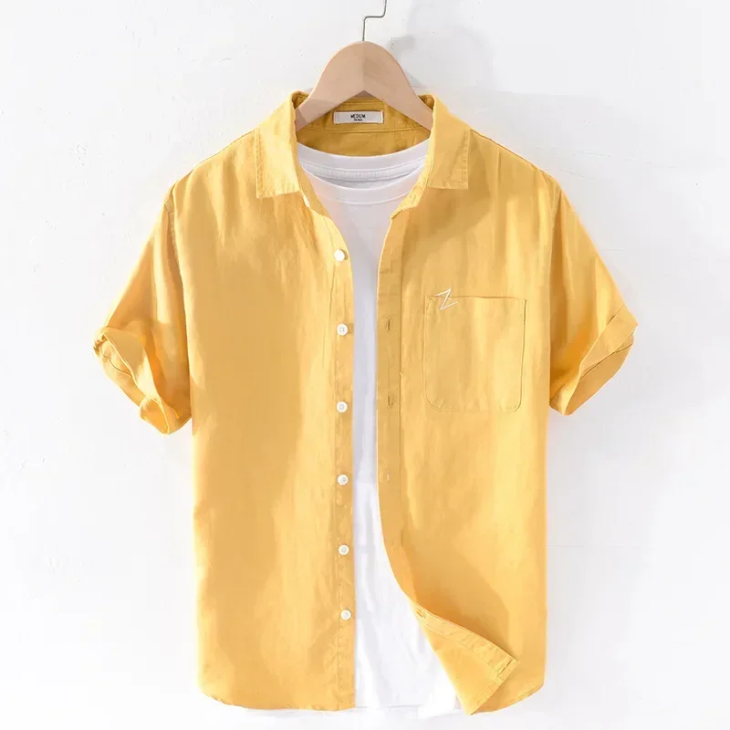 Summer Cotton Linen Shirt Men Short Sleeve Breathable Beachwear Tops 4XL Casual Square Collar Shirt Man Korean Popular Clothes
Summer Cotton Linen Shirt Men Short Sleeve Breathable Beachwear Tops 4XL Casual Square Collar Shirt Man Korean Popular Clothes