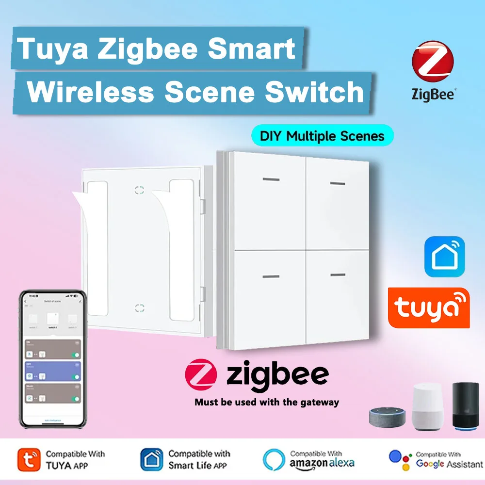 Беспроводной переключатель сцен Tuya Zigbee, 4-бандовый умный кнопочный контроллер сценариев автоматизации, интеллектуальная связь с умной жизнью, Alexa
Беспроводной переключатель сцен Tuya Zigbee, 4-бандовый умный кнопочный контроллер сценариев автоматизации, интеллектуальная связь с умной жизнью, Alexa