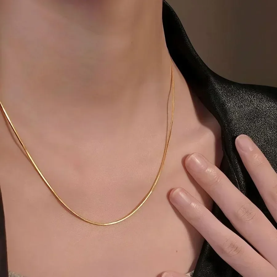 9999 real gold 24K yellow gold snake bone chain necklace simple temperament clavicle chain
9999 real gold 24K yellow gold snake bone chain necklace simple temperament clavicle chain
