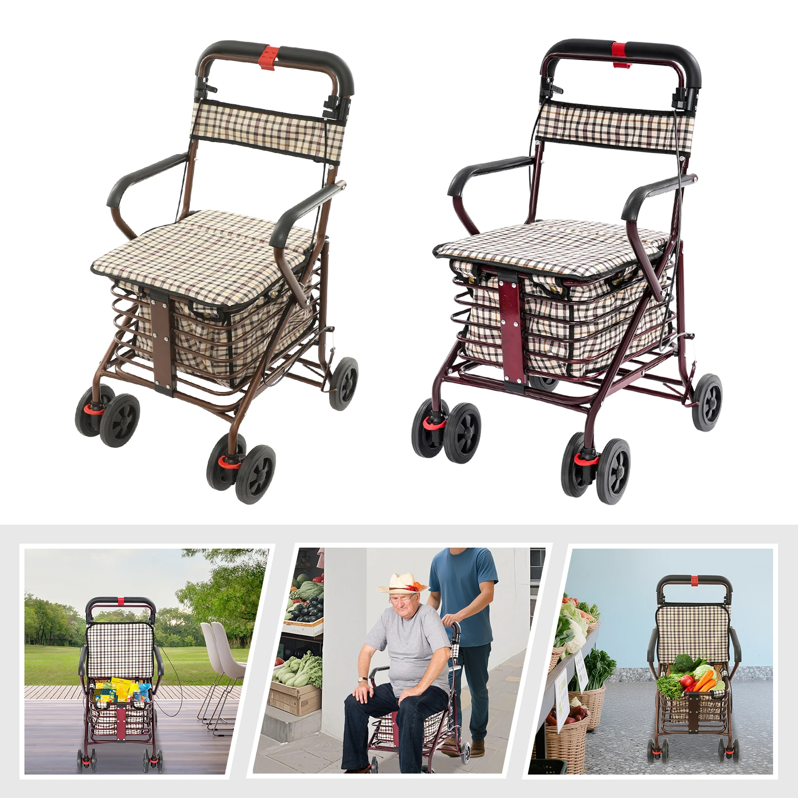 Foldable Rolling Walker with Seat for Seniors Walking Aids with Seat Storage Cart for Olders 150kg Load Capacity
Foldable Rolling Walker with Seat for Seniors Walking Aids with Seat Storage Cart for Olders 150kg Load Capacity