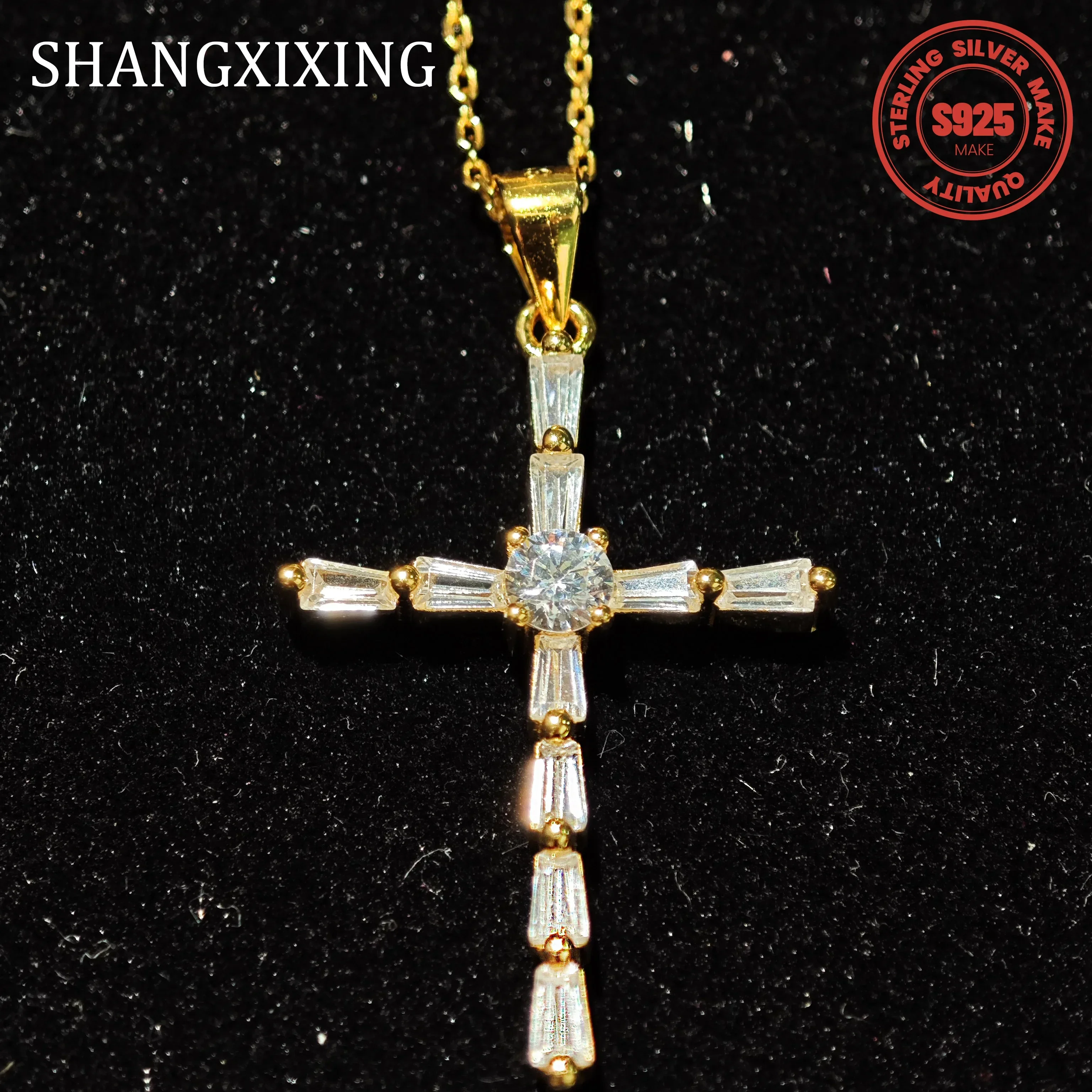 S925 Certification 925 Sterling Silver Zircon Shiny Cross Pendant Necklace High-end Charm Men Women Party Holiday Jewelry Gifts
S925 Certification 925 Sterling Silver Zircon Shiny Cross Pendant Necklace High-end Charm Men Women Party Holiday Jewelry Gifts