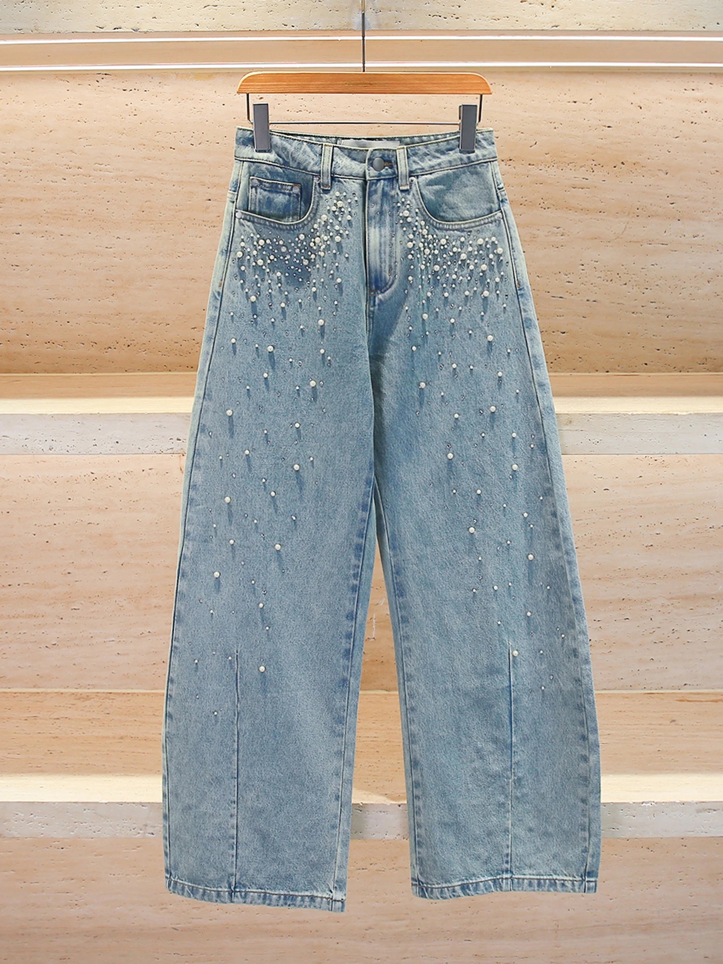 High-End Women's Denim Jeans Spring Design Heavy Embellied Waed Bent Knife High Waist Wide Leg Pants French Vintage Sle
High-End Women's Denim Jeans Spring Design Heavy Embellied Waed Bent Knife High Waist Wide Leg Pants French Vintage Sle