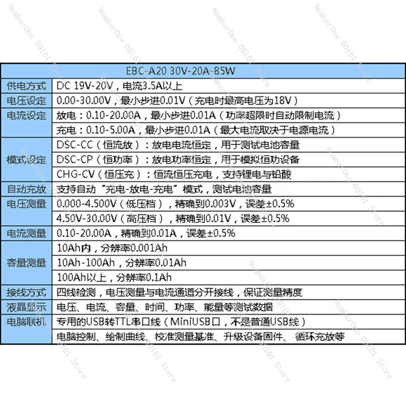 EBC-A20 Battery Tester, 5A Charge 20A Discharge for LiFePO4 Li-ion Lead Acid
EBC-A20 Battery Tester, 5A Charge 20A Discharge for LiFePO4 Li-ion Lead Acid
