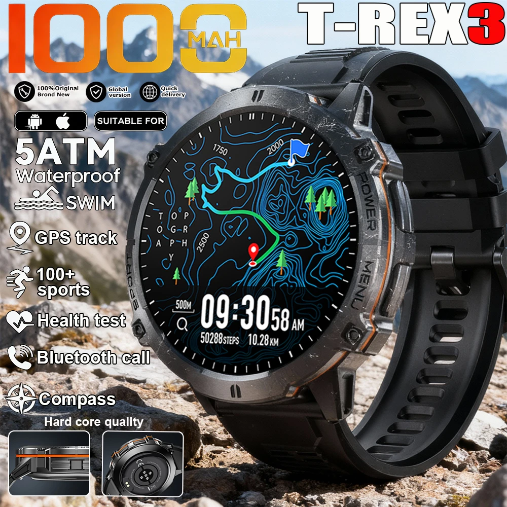 2025 HOT New T-REX3 SmartWatch 1000mAh Large Battery Durable Compass 5ATM Waterproof Tactics 100+Sport BT call Smart Watch Men
2025 HOT New T-REX3 SmartWatch 1000mAh Large Battery Durable Compass 5ATM Waterproof Tactics 100+Sport BT call Smart Watch Men