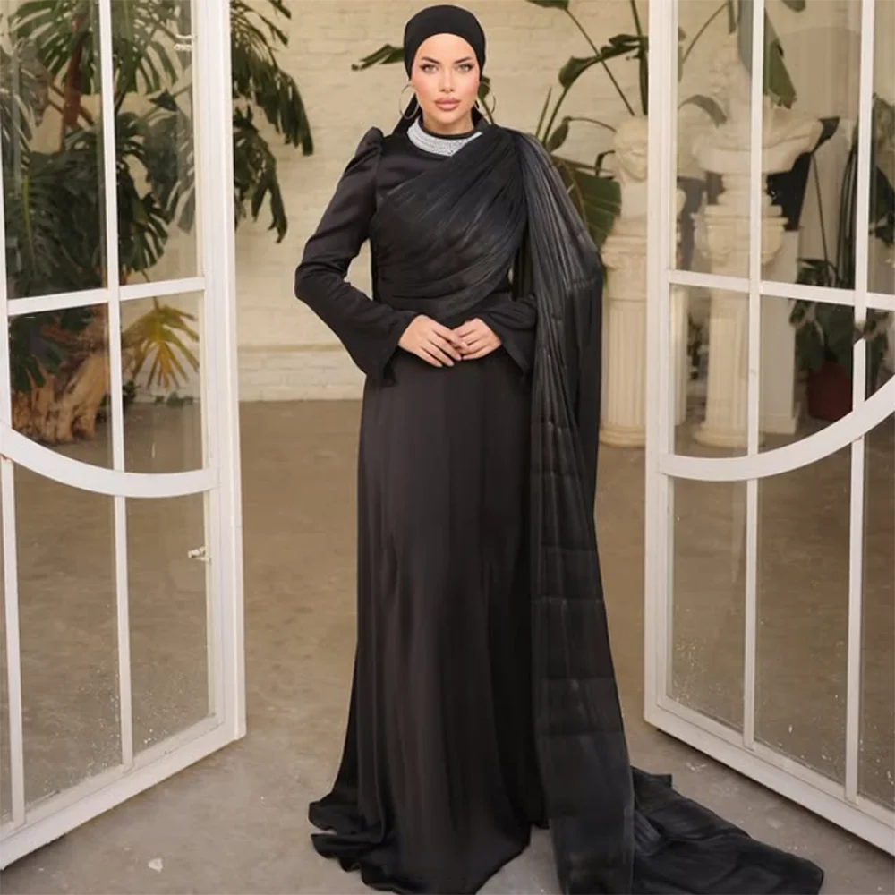 Customized A-Line Prom Dresses Floor-Length High-Neck Full Sleeve Evening Gown Simple Fashion Beading Stole Draped Party Gown
Customized A-Line Prom Dresses Floor-Length High-Neck Full Sleeve Evening Gown Simple Fashion Beading Stole Draped Party Gown