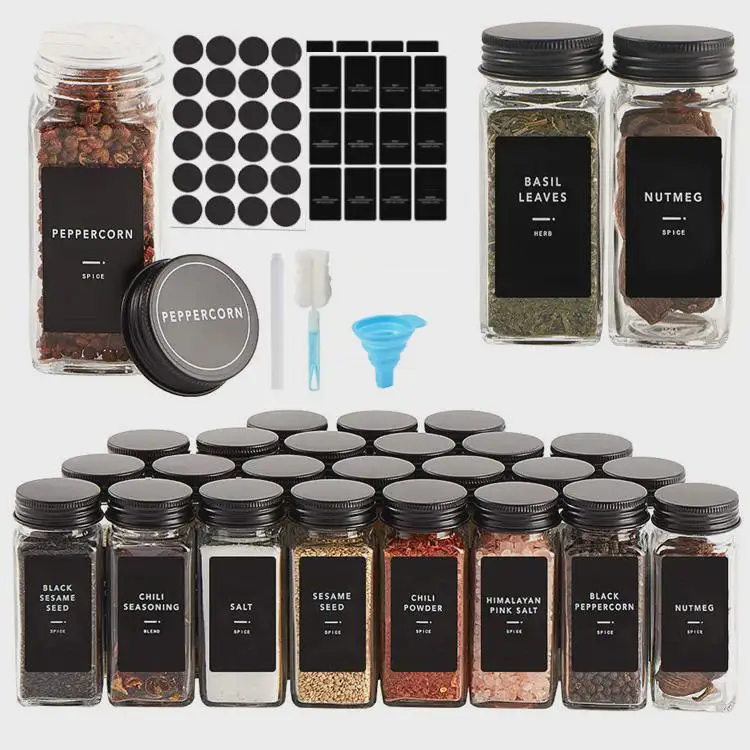 Kitchen Spice Organizer Set 4oz Square Aluminum Lidded Condiment Bottles 2pcs for BBQ Seasoning Storage Glass Jars
Kitchen Spice Organizer Set 4oz Square Aluminum Lidded Condiment Bottles 2pcs for BBQ Seasoning Storage Glass Jars