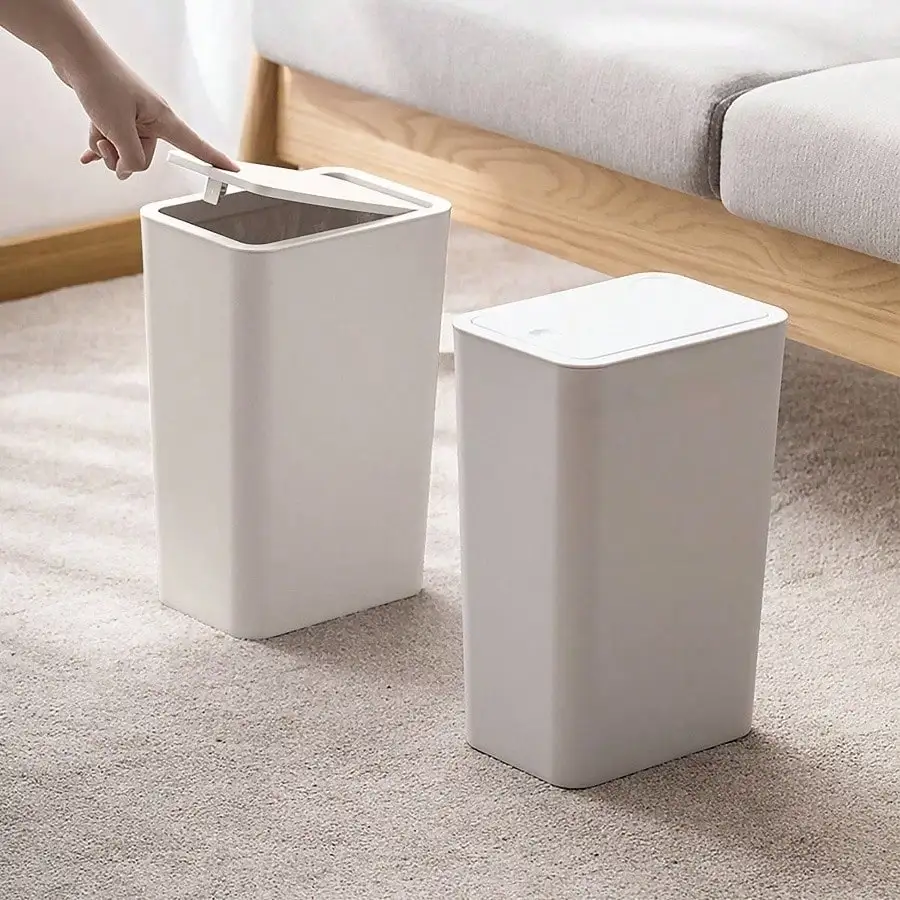 2 Pack Plastic Trash Can with Press Top Lid, 2.6 gal Modern Garbage Can, Small Wastebasket for Bathroom, White
2 Pack Plastic Trash Can with Press Top Lid, 2.6 gal Modern Garbage Can, Small Wastebasket for Bathroom, White