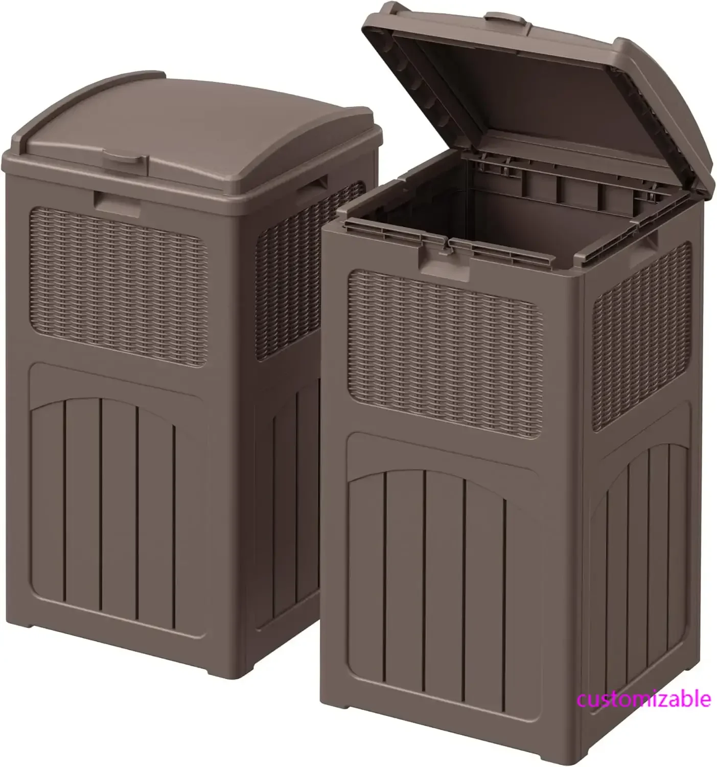 33 Gallon Outdoor Trash Can with Dual Lid, Heavy Duty Waterproof Resin Garbage Bins Outside, Hideaway Waste Bins (2, Deep Brown)
33 Gallon Outdoor Trash Can with Dual Lid, Heavy Duty Waterproof Resin Garbage Bins Outside, Hideaway Waste Bins (2, Deep Brown)