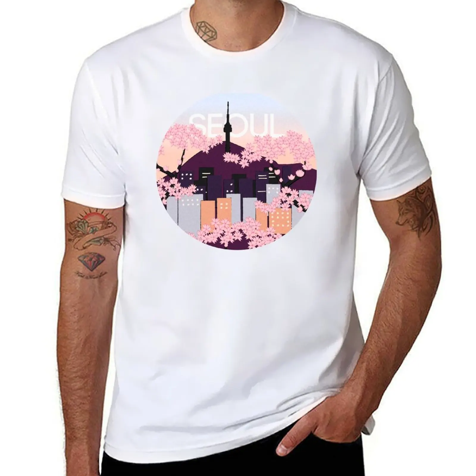Seoul Tower With Woodblock Style Cherry Blossoms South Korea T-Shirt t shirts for man cotton t shirt man casual T-Shirt
Seoul Tower With Woodblock Style Cherry Blossoms South Korea T-Shirt t shirts for man cotton t shirt man casual T-Shirt