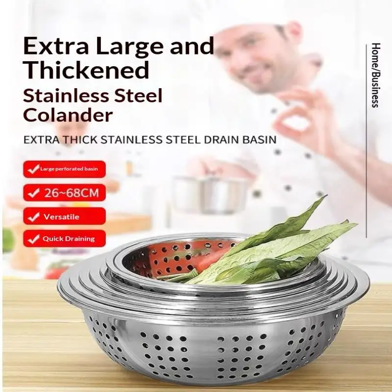 22/24/26/28/30/34CM Stainless Steel Rice Washing Colander, Multifunctional Kitchen Drainage Sieve Basin
22/24/26/28/30/34CM Stainless Steel Rice Washing Colander, Multifunctional Kitchen Drainage Sieve Basin