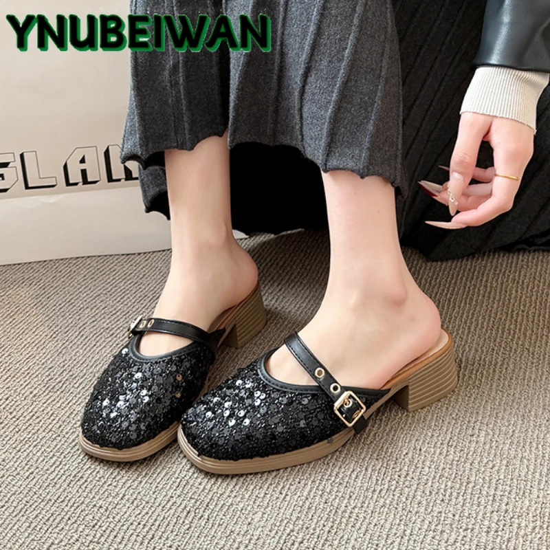 Bling Chunky Women Sandals 2025 Fashion Slingback Slippers Summer Mules Shoes Designer New Women Dress Pumps Mujer Zapatillas
Bling Chunky Women Sandals 2025 Fashion Slingback Slippers Summer Mules Shoes Designer New Women Dress Pumps Mujer Zapatillas
