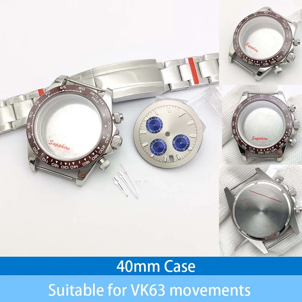 40mm Sapphire Case VK63 Kit with Waterproof Stainless Steel Strap Aseptic Dial and Hands
40mm Sapphire Case VK63 Kit with Waterproof Stainless Steel Strap Aseptic Dial and Hands