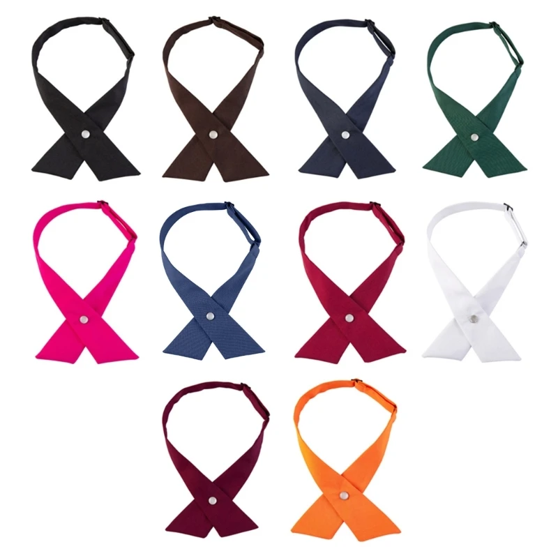 Women Girls Criss-Cross Bow Tie Japanese Style School Girl Uniform Solid Color Adjustable Bowtie with Snap Button Pre Tied
Women Girls Criss-Cross Bow Tie Japanese Style School Girl Uniform Solid Color Adjustable Bowtie with Snap Button Pre Tied