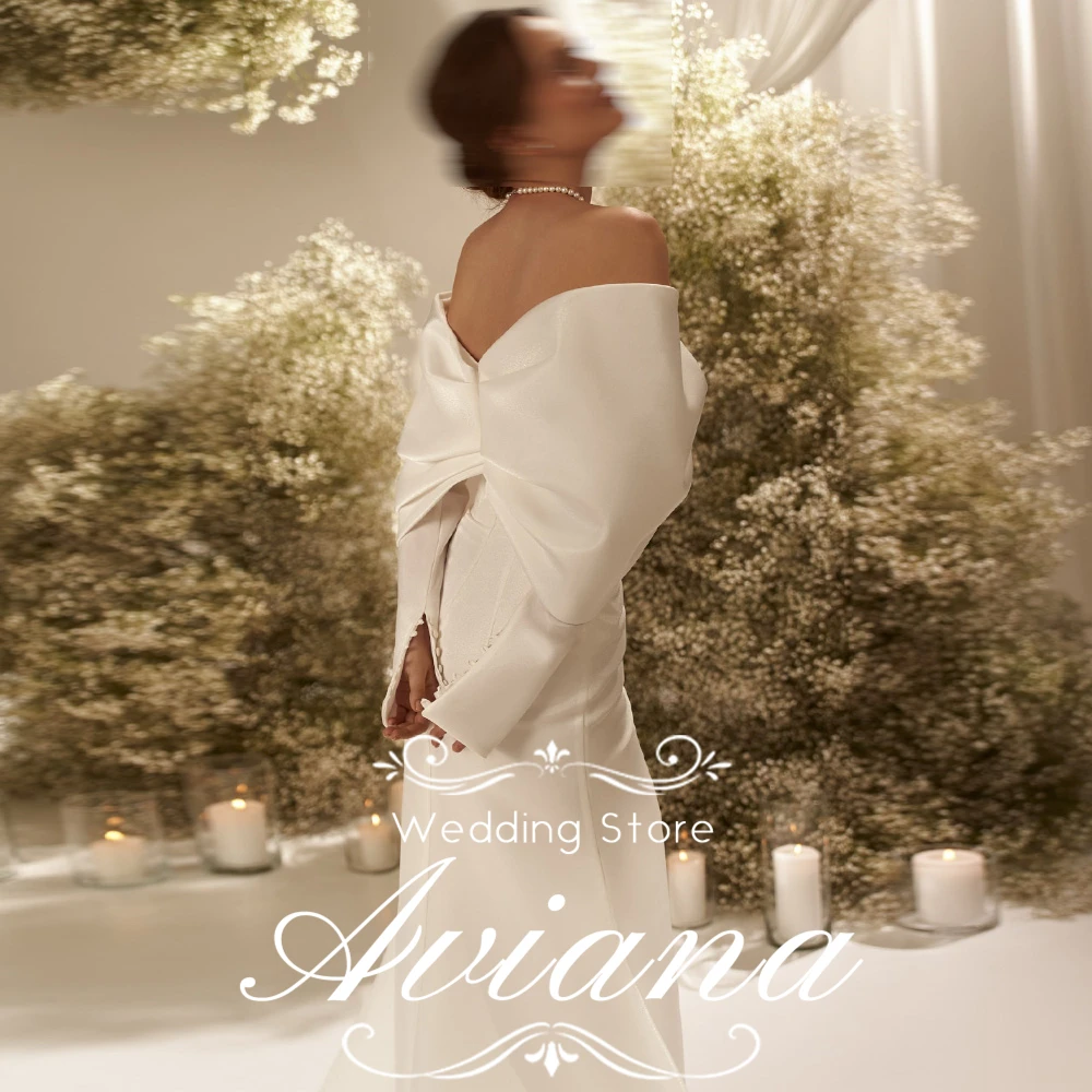 Aviana Customized Off Shoulder Long Sleeve Bow Embellished Slit Mermaid Wedding Dress Satin Elegant Formal Bridal Gown Charming
Aviana Customized Off Shoulder Long Sleeve Bow Embellished Slit Mermaid Wedding Dress Satin Elegant Formal Bridal Gown Charming