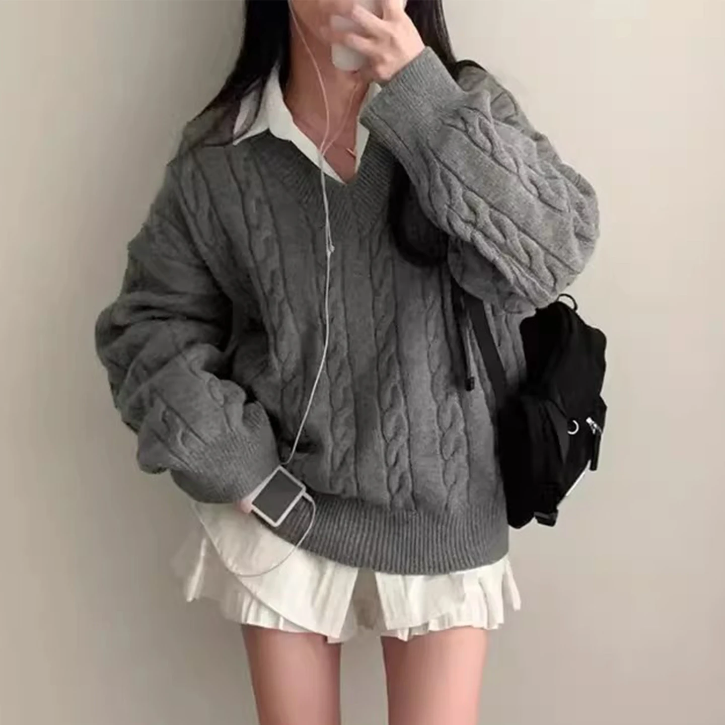 Loose Thiened V-Ne Sweater Women's Autumn Winter New SleLazy Faion Knitted Top Polyester Fiber Long Sve Regular Le...
Loose Thiened V-Ne Sweater Women's Autumn Winter New SleLazy Faion Knitted Top Polyester Fiber Long Sve Regular Le...