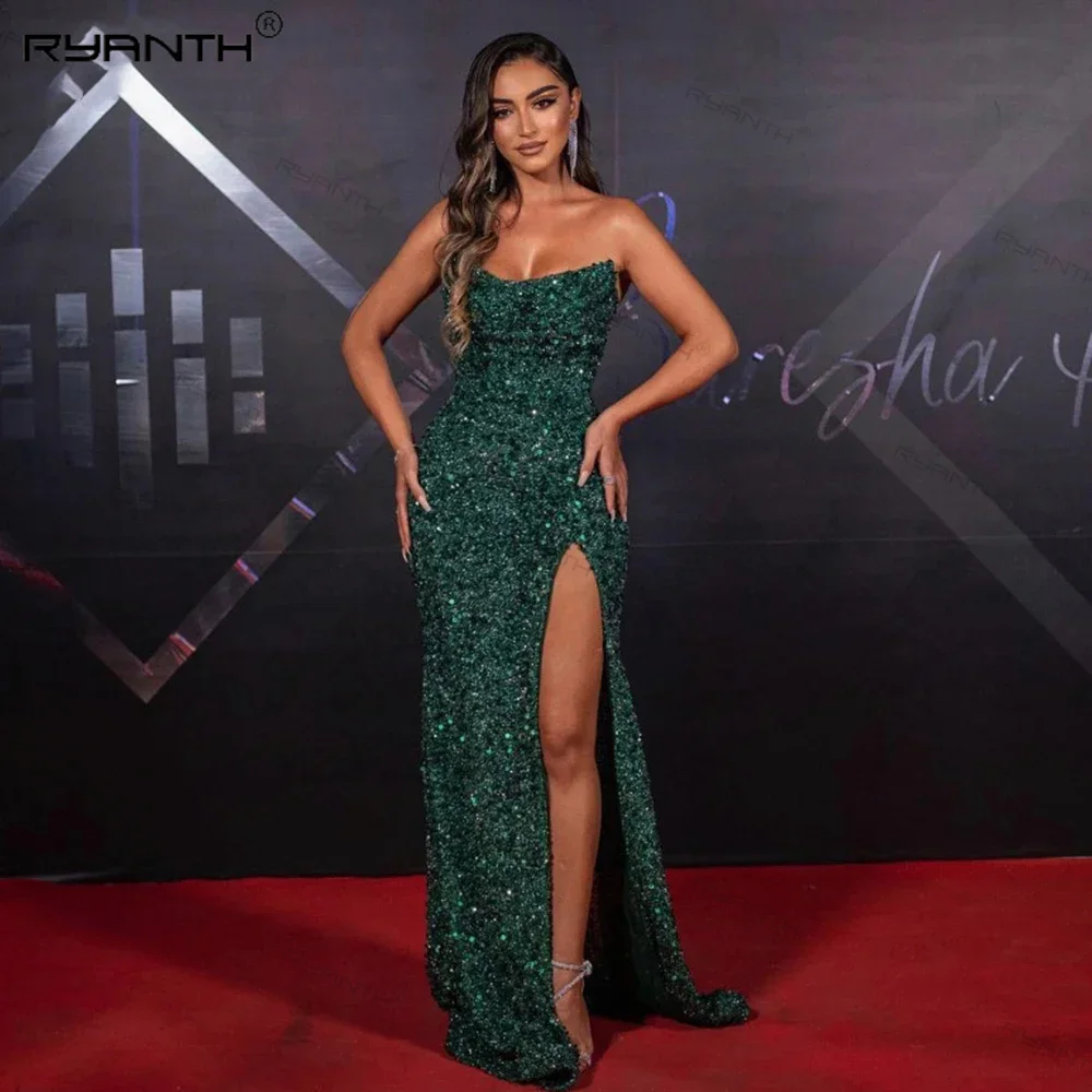 Sparkly Mermaid Evening Dresses For Women 2024 Sequined Side Split Prom Gowns Strapless Green Celebrity Dress vestidos de noche
Sparkly Mermaid Evening Dresses For Women 2024 Sequined Side Split Prom Gowns Strapless Green Celebrity Dress vestidos de noche