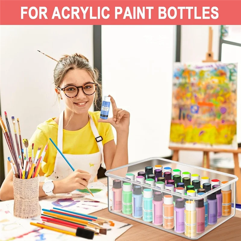 AT82-Acrylic Paint Storage Box For 2 Fl. Oz Acrylic Paints, 48 Bottles Capacity, Brushes Craft Organizer With Handle
AT82-Acrylic Paint Storage Box For 2 Fl. Oz Acrylic Paints, 48 Bottles Capacity, Brushes Craft Organizer With Handle