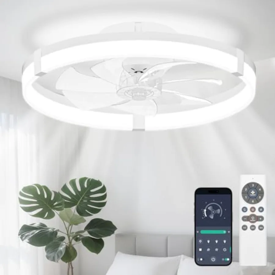 Ceiling Fans with Lights, 19.7" Flush Mount Ceiling Fan with Light and Remote, Reversible, 3 CCT, 6 speeds, Dimmable, Noiseless
Ceiling Fans with Lights, 19.7" Flush Mount Ceiling Fan with Light and Remote, Reversible, 3 CCT, 6 speeds, Dimmable, Noiseless