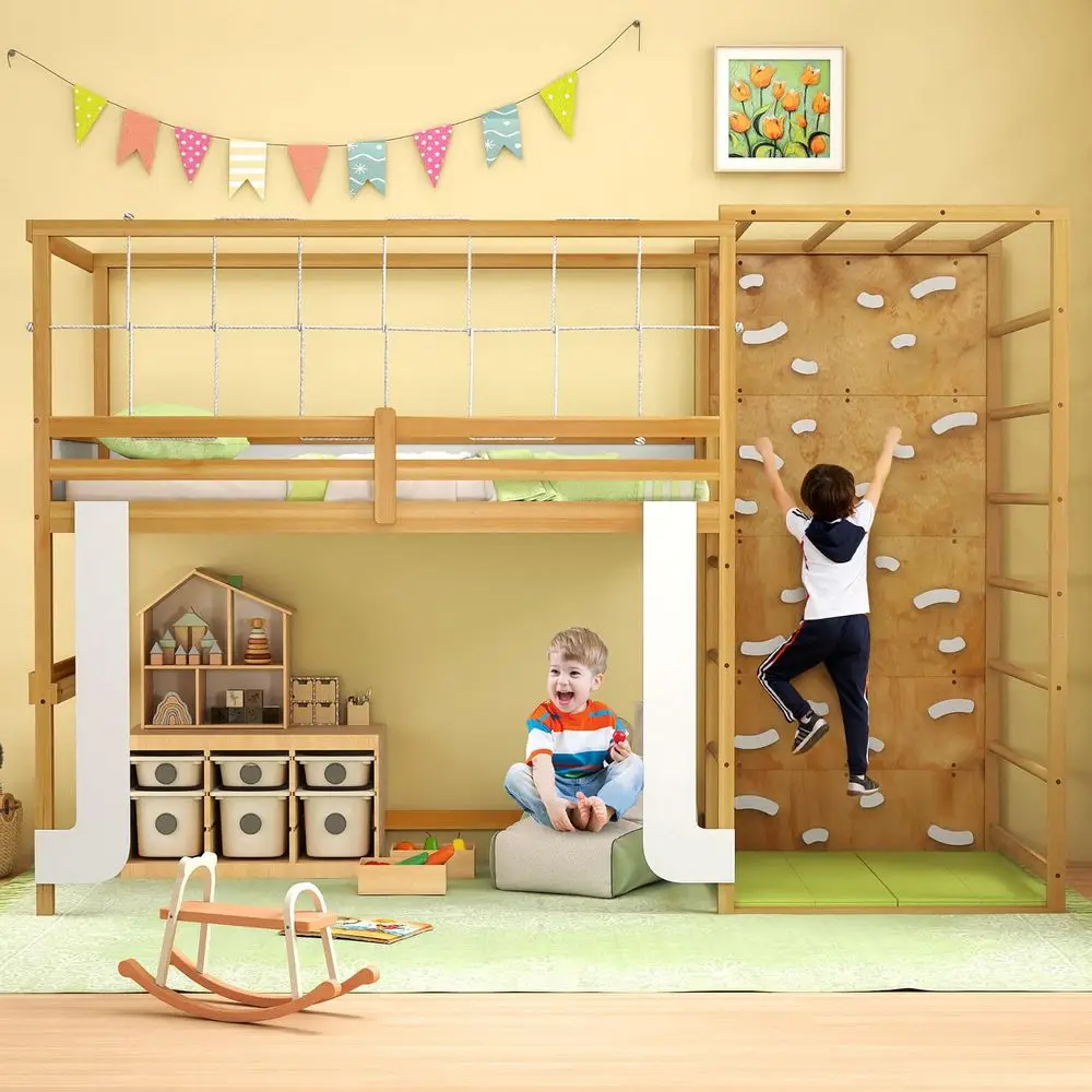 Grove 8in1 Indoor Jungle Gym with Gymnastic Rings, Climbing Rope, Swing, Slide, Monkey Bars, Rope Wall Net, and Wooden and Rope
Grove 8in1 Indoor Jungle Gym with Gymnastic Rings, Climbing Rope, Swing, Slide, Monkey Bars, Rope Wall Net, and Wooden and Rope