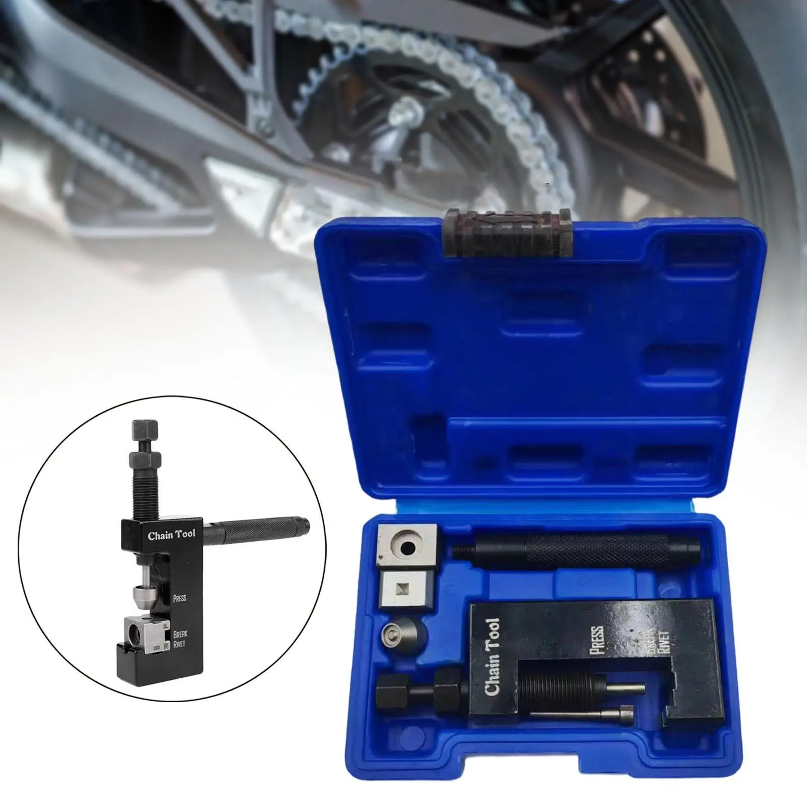 Motorcycle Chain Breaker Kit for 520 525 530 O Ring Chains Chain Cut Rivet Tool Chain Tool for ATV Motorcycle Repair Bike
Motorcycle Chain Breaker Kit for 520 525 530 O Ring Chains Chain Cut Rivet Tool Chain Tool for ATV Motorcycle Repair Bike