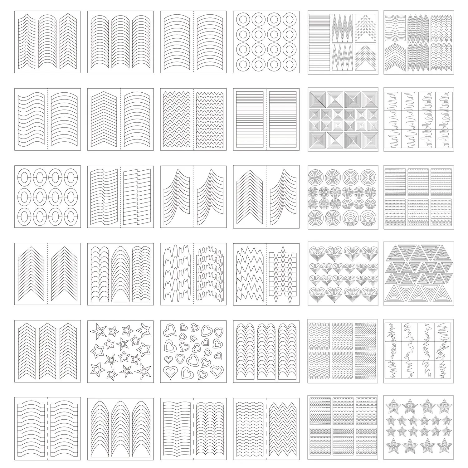 1275 Pieces Nail Art Stencils French Tip Guides Stickers with 49 Designs, 36 Sheets
1275 Pieces Nail Art Stencils French Tip Guides Stickers with 49 Designs, 36 Sheets
