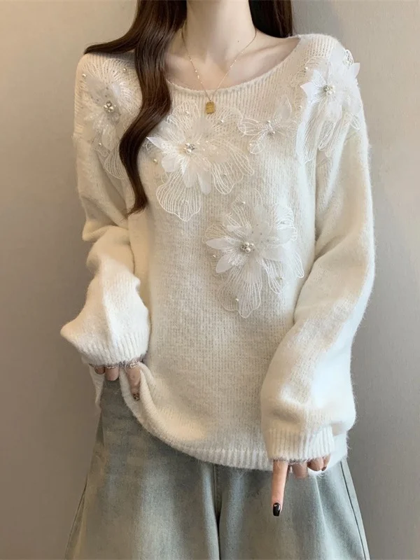 Elegant Beaded 3D Flower Shoulder Women's Sweater plus Size Beautiful Top Commute Casual Winter New Arrival round Neck Long S...
Elegant Beaded 3D Flower Shoulder Women's Sweater plus Size Beautiful Top Commute Casual Winter New Arrival round Neck Long S...