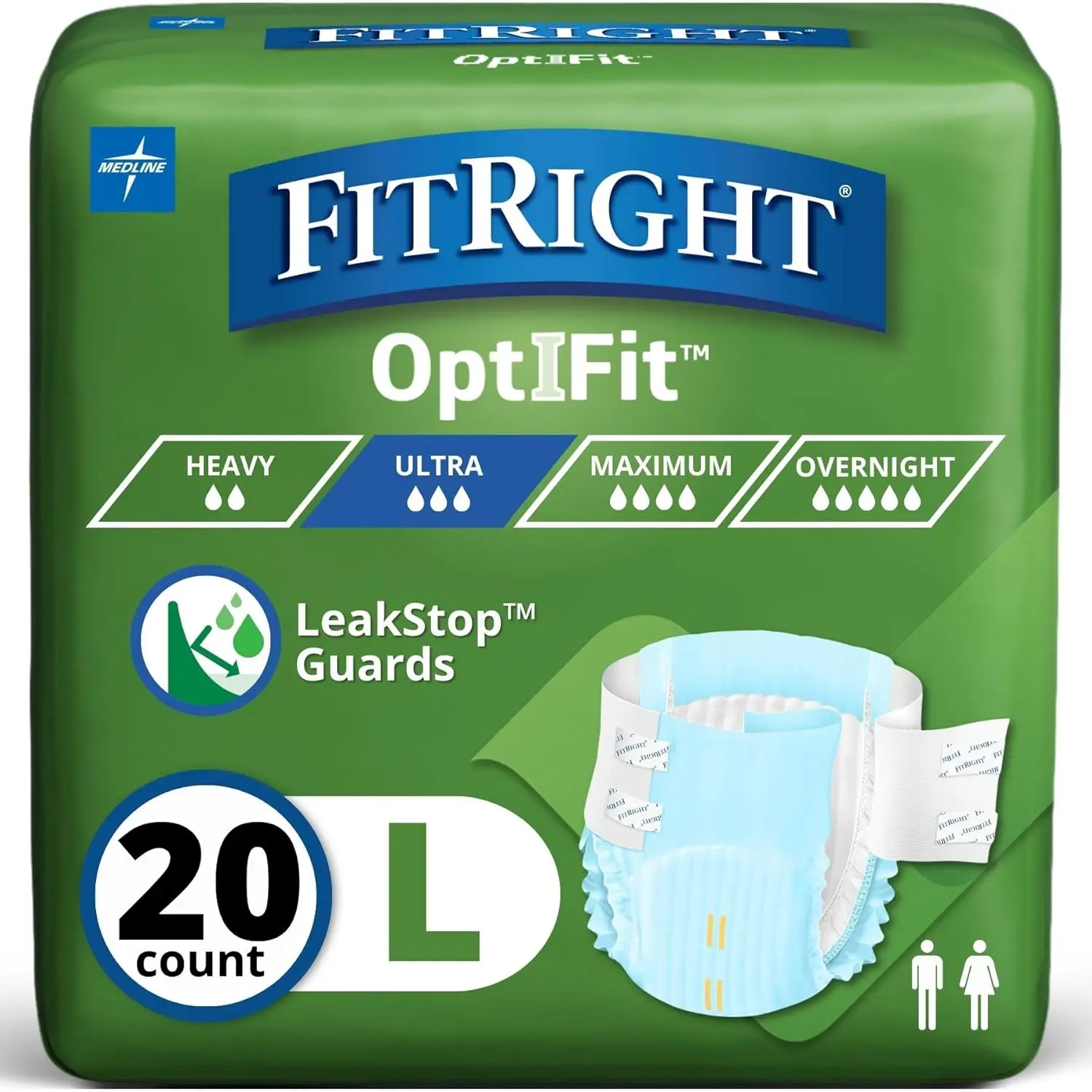 Adult Diapers, Ultra Heavy Absorbency, L (Waist Size 44in-56in), 20 Count, Moisture-Wicking, Leak Protection,
Adult Diapers, Ultra Heavy Absorbency, L (Waist Size 44in-56in), 20 Count, Moisture-Wicking, Leak Protection,