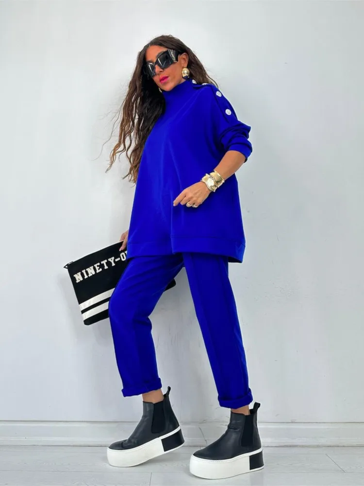 Fashion Women Two Piece Sets Long Sleeve Stand Neck Loose Sweatshirt + Pants Outfit 2025 Autumn Winter New Lady Suit 2 Piece Set
Fashion Women Two Piece Sets Long Sleeve Stand Neck Loose Sweatshirt + Pants Outfit 2025 Autumn Winter New Lady Suit 2 Piece Set