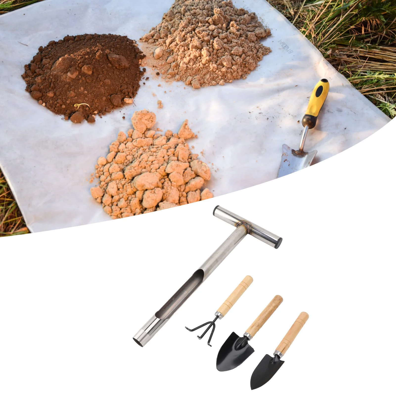 Soil Sample Probe Stainless Steel T Handle Soil Test Kit with 4 Reusable Sample Bag 3 Garden Tool for Soil Samples Plant Care
Soil Sample Probe Stainless Steel T Handle Soil Test Kit with 4 Reusable Sample Bag 3 Garden Tool for Soil Samples Plant Care