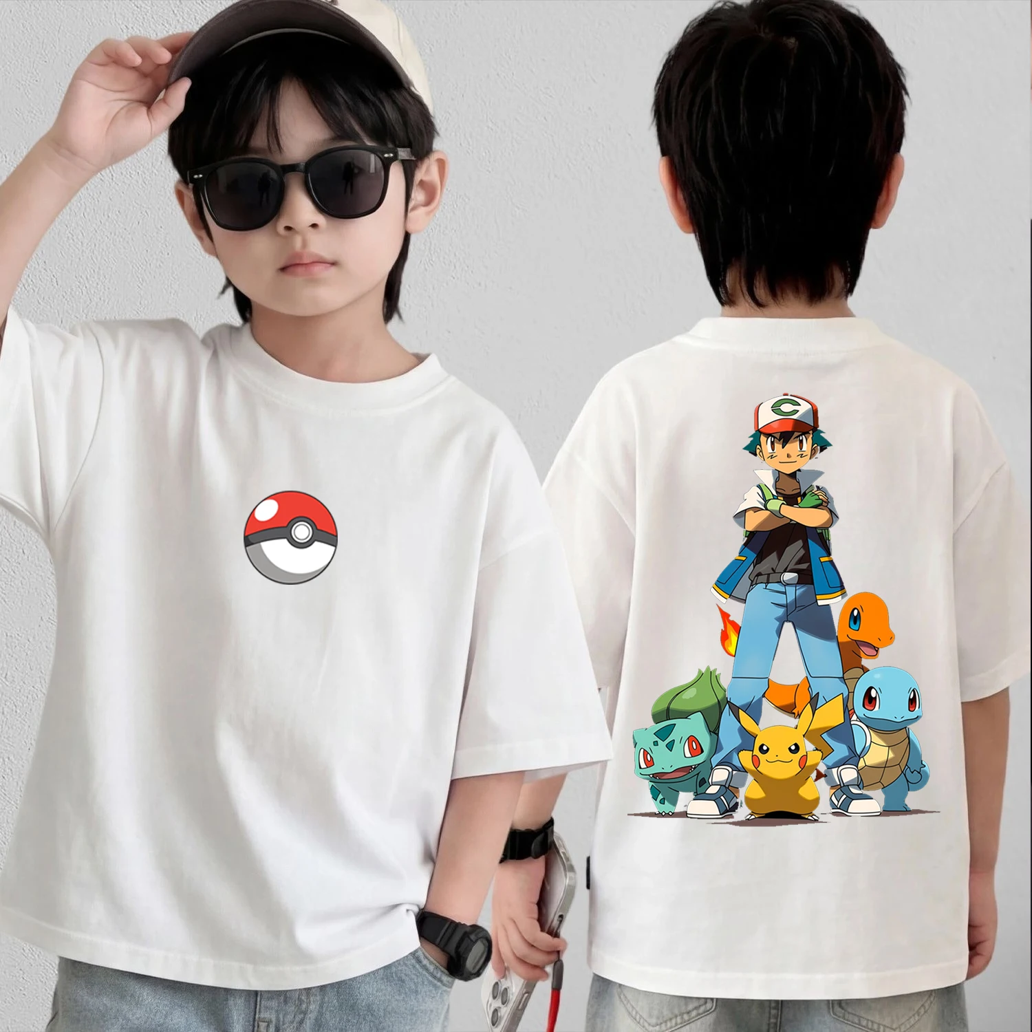 Summer Anime Pokémon Cosplay T-Shirt Cotton Short Sleeve Tops Casual Loose Retro T-Shirt Men Women Kids Family Matching Outfits
Summer Anime Pokémon Cosplay T-Shirt Cotton Short Sleeve Tops Casual Loose Retro T-Shirt Men Women Kids Family Matching Outfits