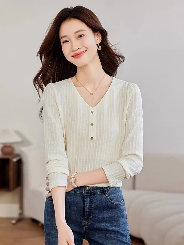 Ele V-Ne Long Sve Women's Chiffon Top Slimming Sli Autumn Winter Spring Faion Gentle Wind Ladies' Top
Ele V-Ne Long Sve Women's Chiffon Top Slimming Sli Autumn Winter Spring Faion Gentle Wind Ladies' Top