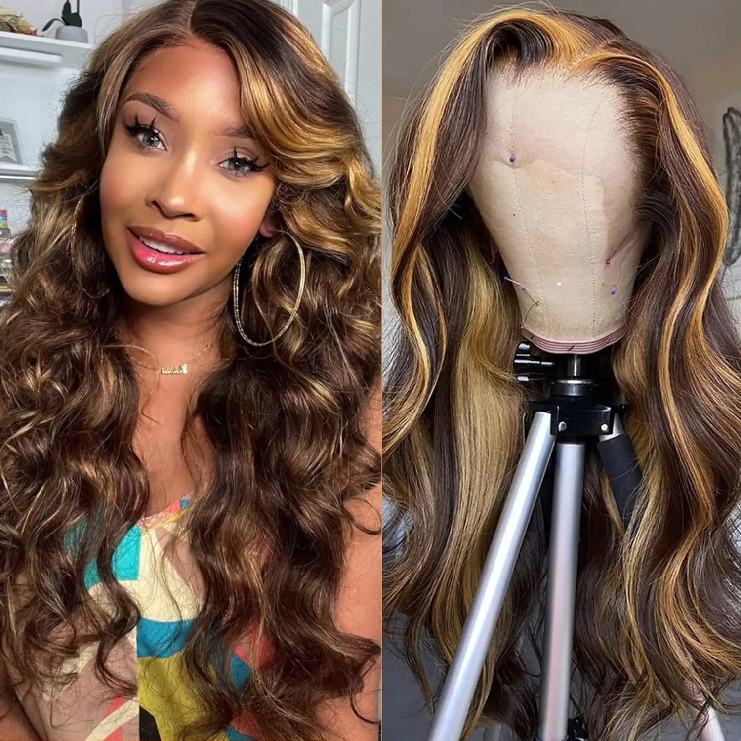13x4 Highlight Ombre Body Wave Wigs Human Hair P4/27 Blonde Brown Wig 5x5 Lace Frontal Wig Colored Human Hair 180% For Women
13x4 Highlight Ombre Body Wave Wigs Human Hair P4/27 Blonde Brown Wig 5x5 Lace Frontal Wig Colored Human Hair 180% For Women