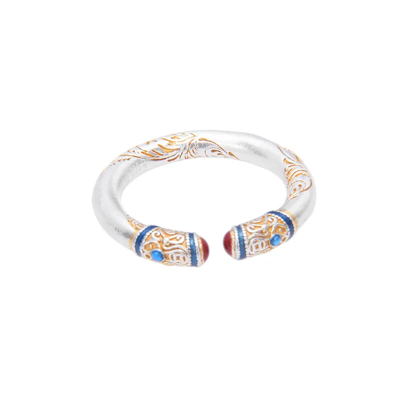 New S999 Foot Silver Ancient Method Depicting Gold Personalized Coin Tang Grass Pattern Ring Women's Chinese Jewelry Gift
New S999 Foot Silver Ancient Method Depicting Gold Personalized Coin Tang Grass Pattern Ring Women's Chinese Jewelry Gift
