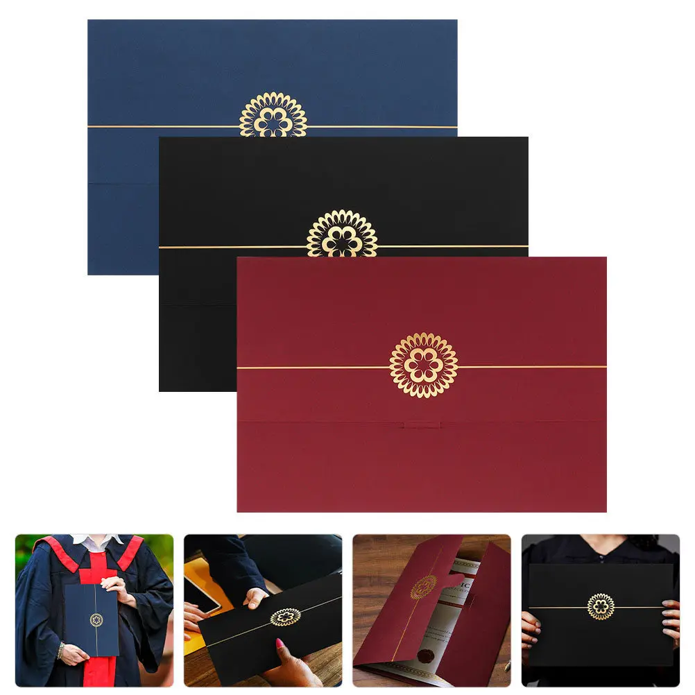 3Pcs Gold Stamping Certificate Holders Paper Document Covers Diploma Holders Practical Protective Storage for Certificates
3Pcs Gold Stamping Certificate Holders Paper Document Covers Diploma Holders Practical Protective Storage for Certificates