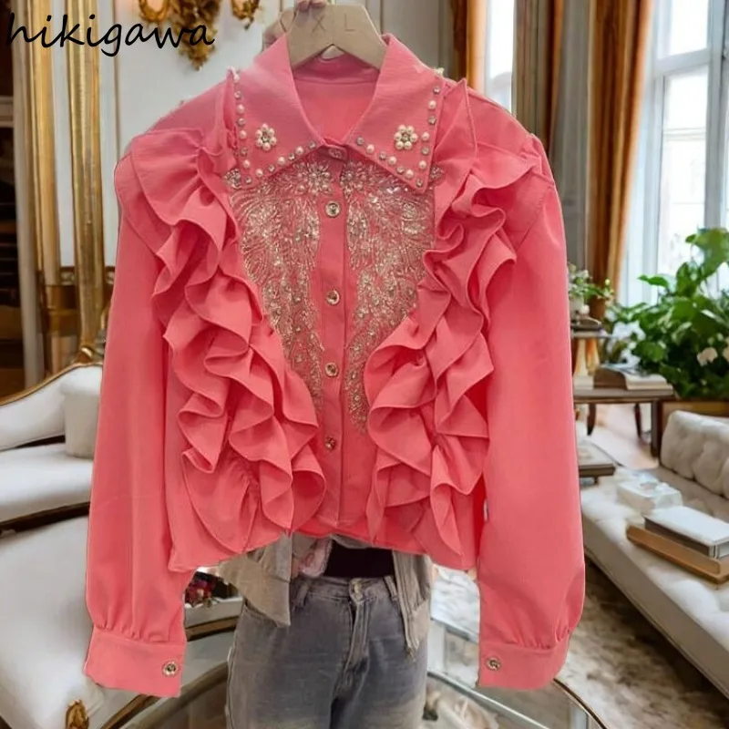 Blusas Mujer De Moda 2022, тяжелая блузка с бисером для женщин, темпераментные женские топы, милые модные винтажные блузки с оборками, рубашки
Blusas Mujer De Moda 2022, тяжелая блузка с бисером для женщин, темпераментные женские топы, милые модные винтажные блузки с оборками, рубашки